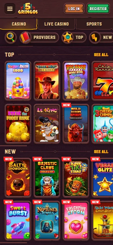 5Gringos Casino mobile games area