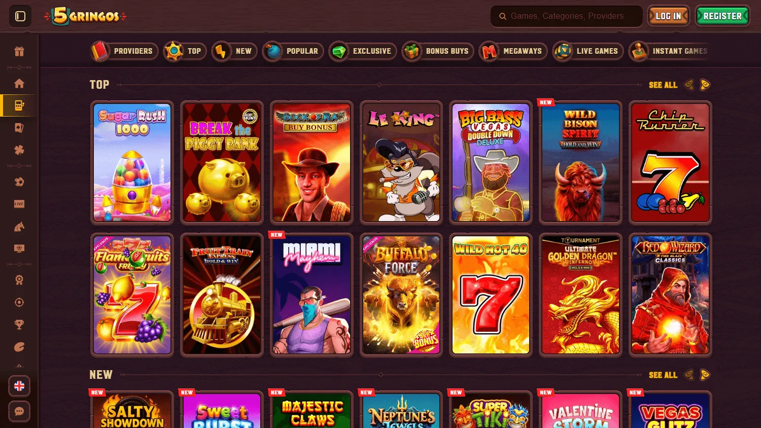 5Gringos Casino desktop games area